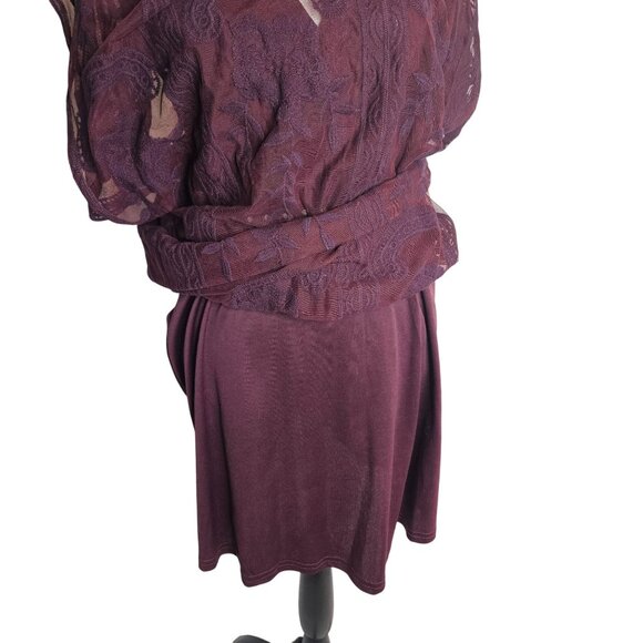 Lace Boho Maxi Dress Whimsigoth Fairy Holiday Christmas Burgundy Red Small - Picture 5 of 14